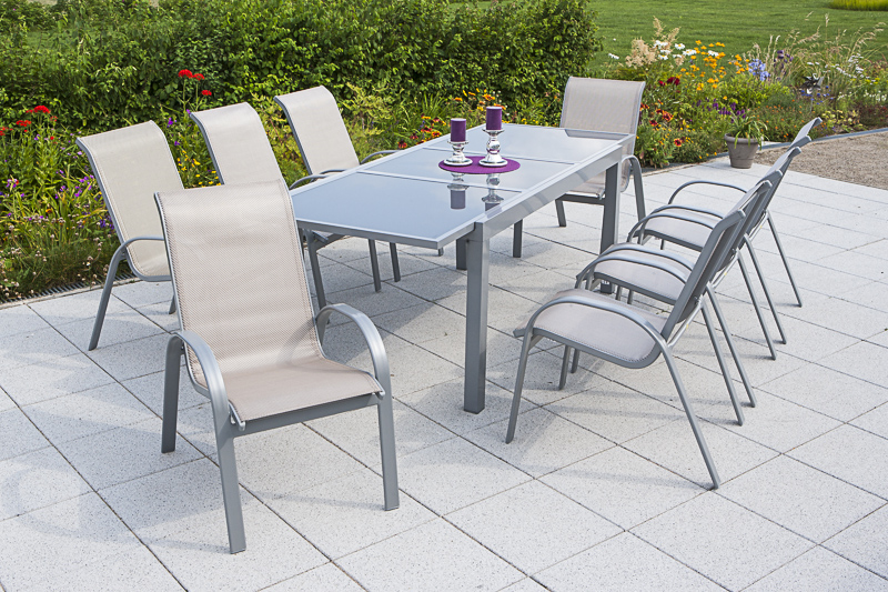 Merxx Amalfi Set 9tlg. Ausziehtisch 160/220 x 90 cm