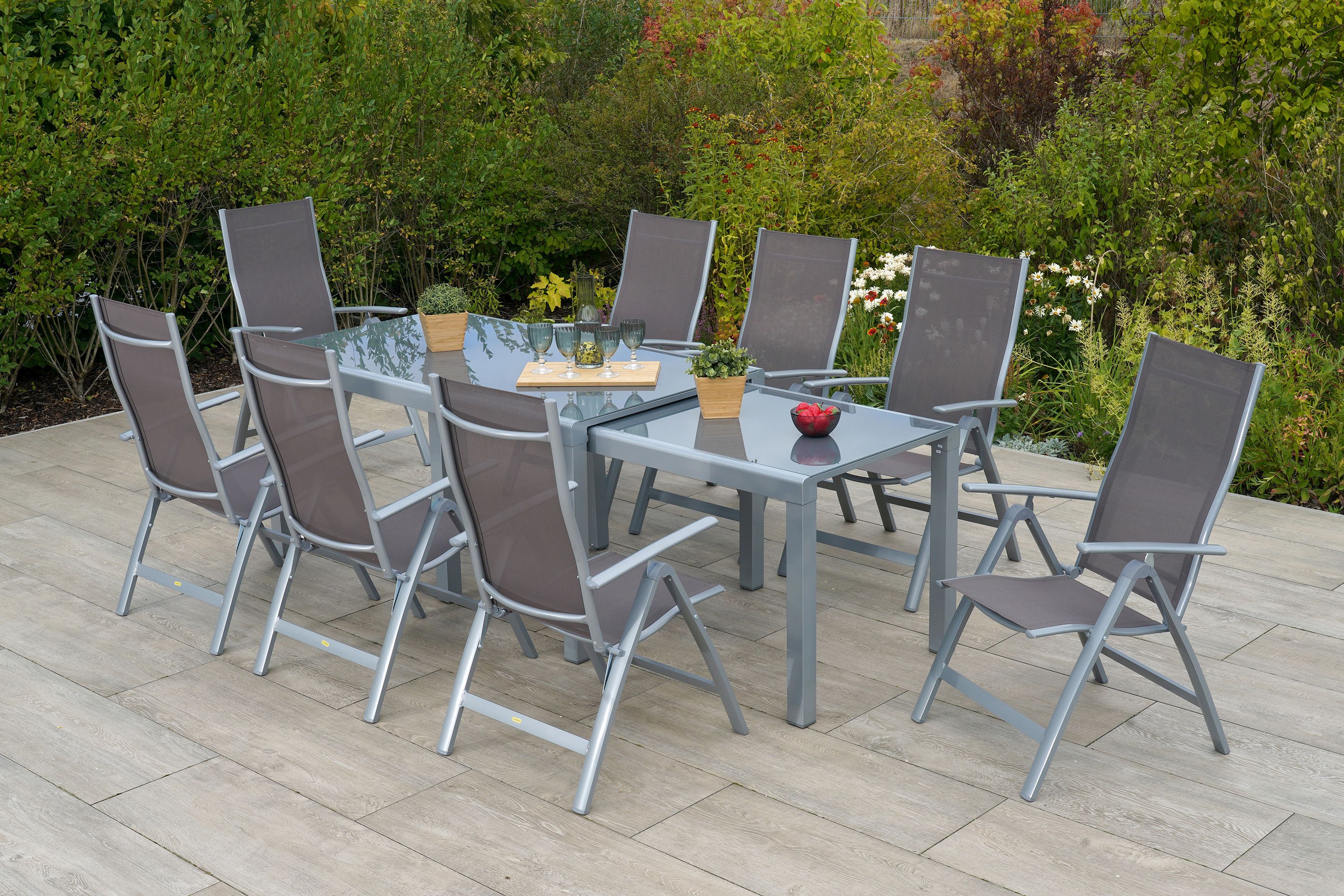 Merxx Carrara Set 9tlg. Flex-Ausziehtisch 160/320 x 78 cm