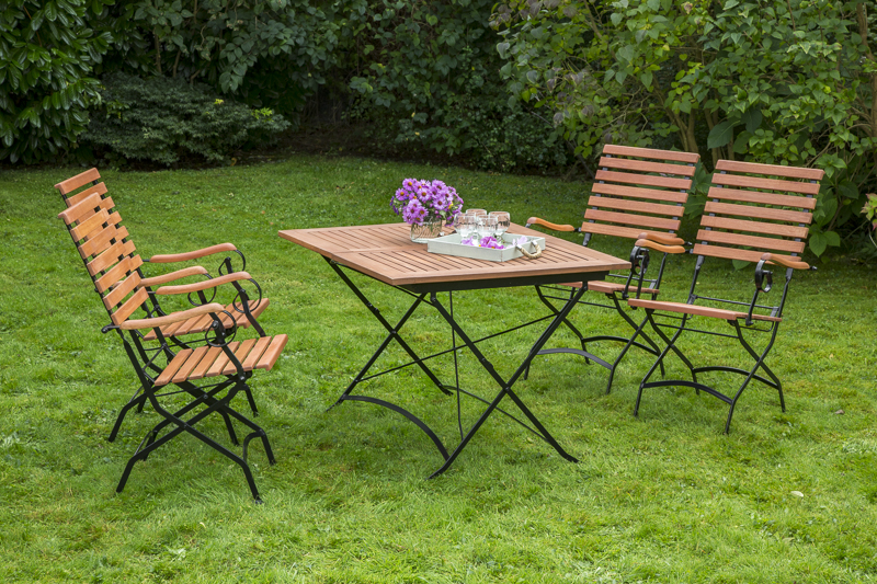 Merxx Schlossgarten Set 5tlg. Klappausziehtisch 100/150 x 90 cm