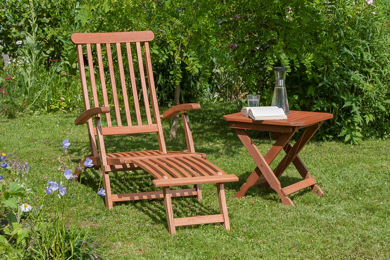 Merxx Deckchair 5 Pos. Set 2tlg. Hocker 50 x 50 cm