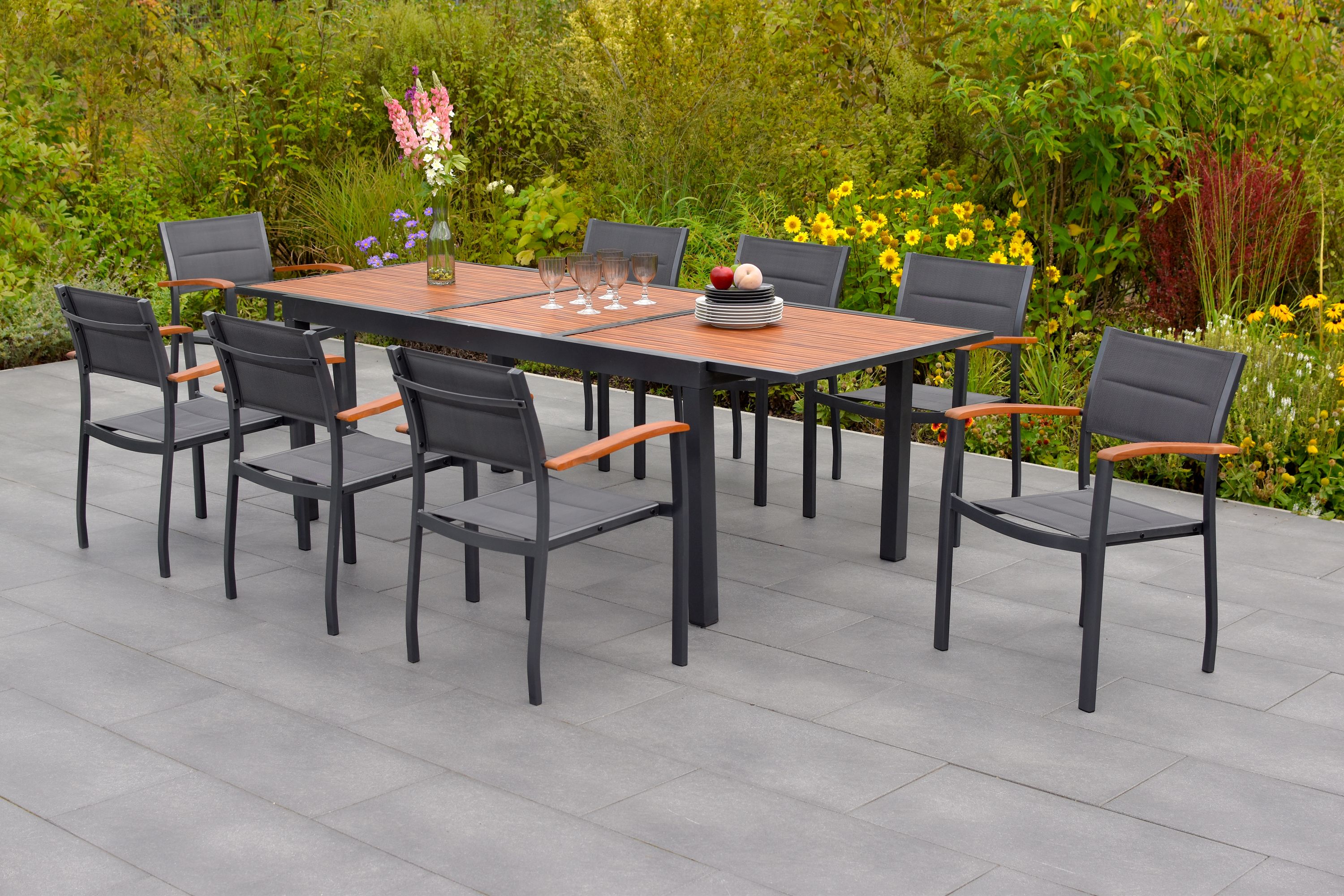 Merxx Paxos Set 9tlg. Ausziehtisch 180/240 x 100 cm