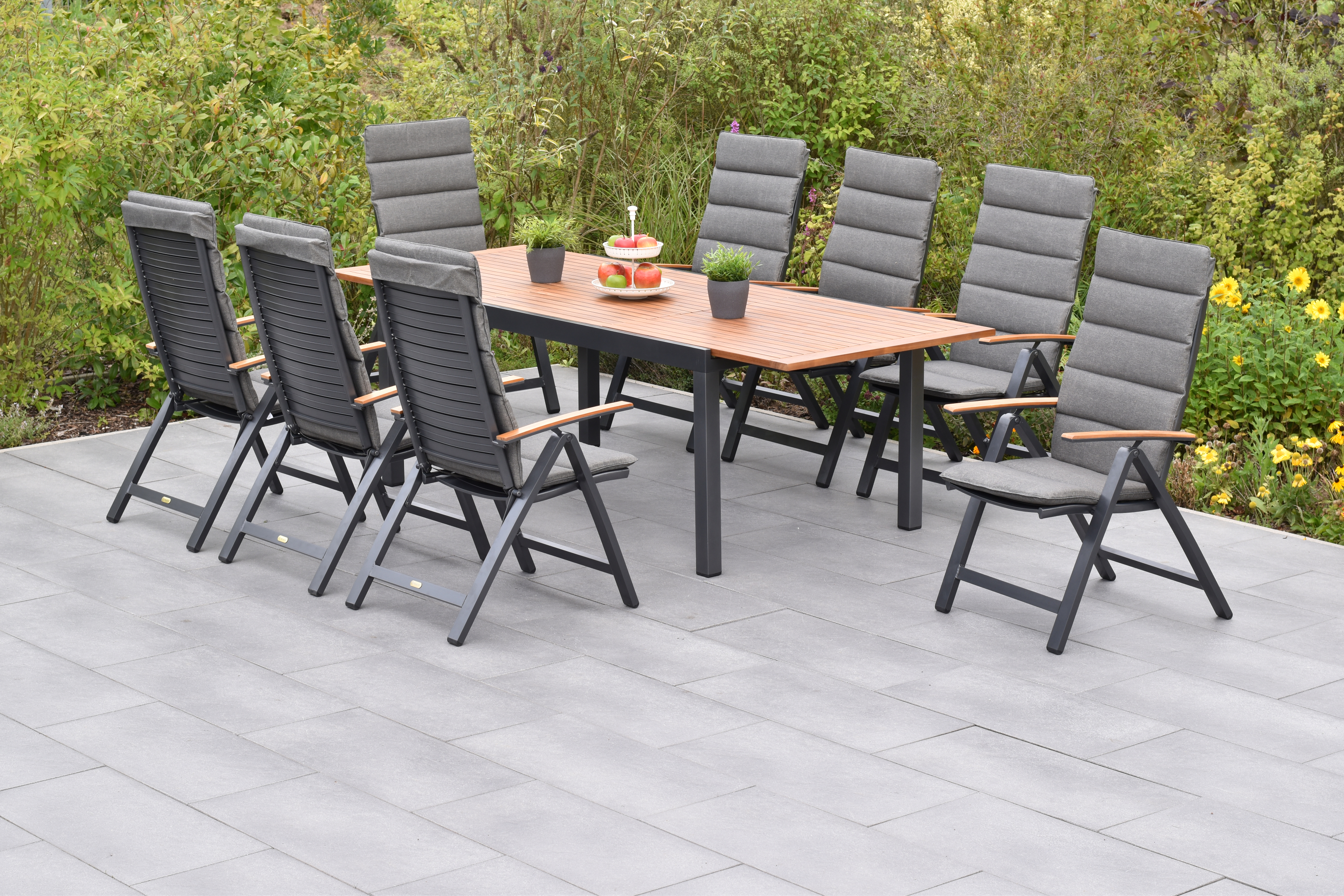 Merxx Astros Set 17tlg. mit Ausziehtisch 180/250 x 100 cm - inkl. Kissen