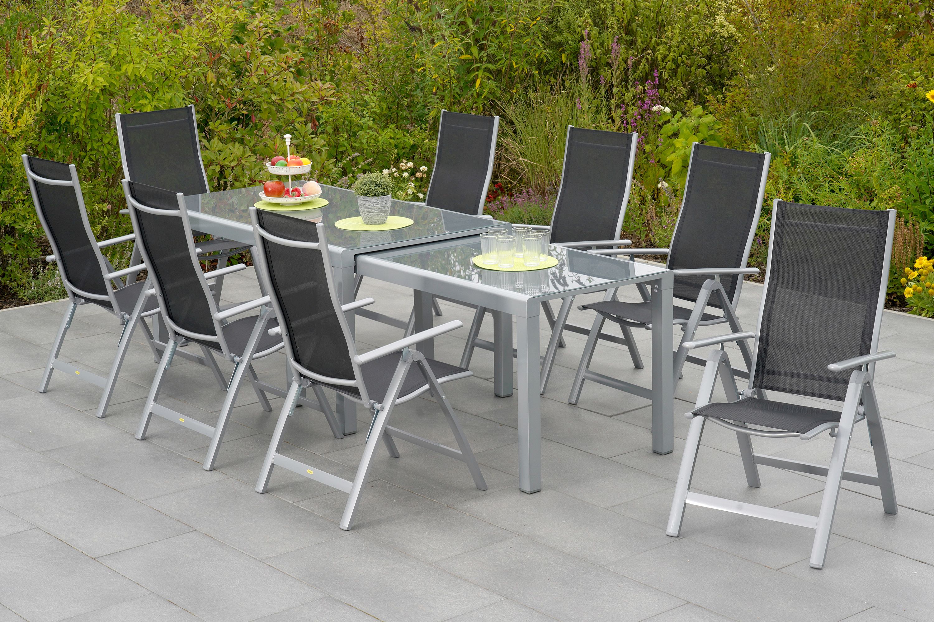 Merxx Carrara Set 9tlg. Flex-Ausziehtisch 160/320 x 78 cm