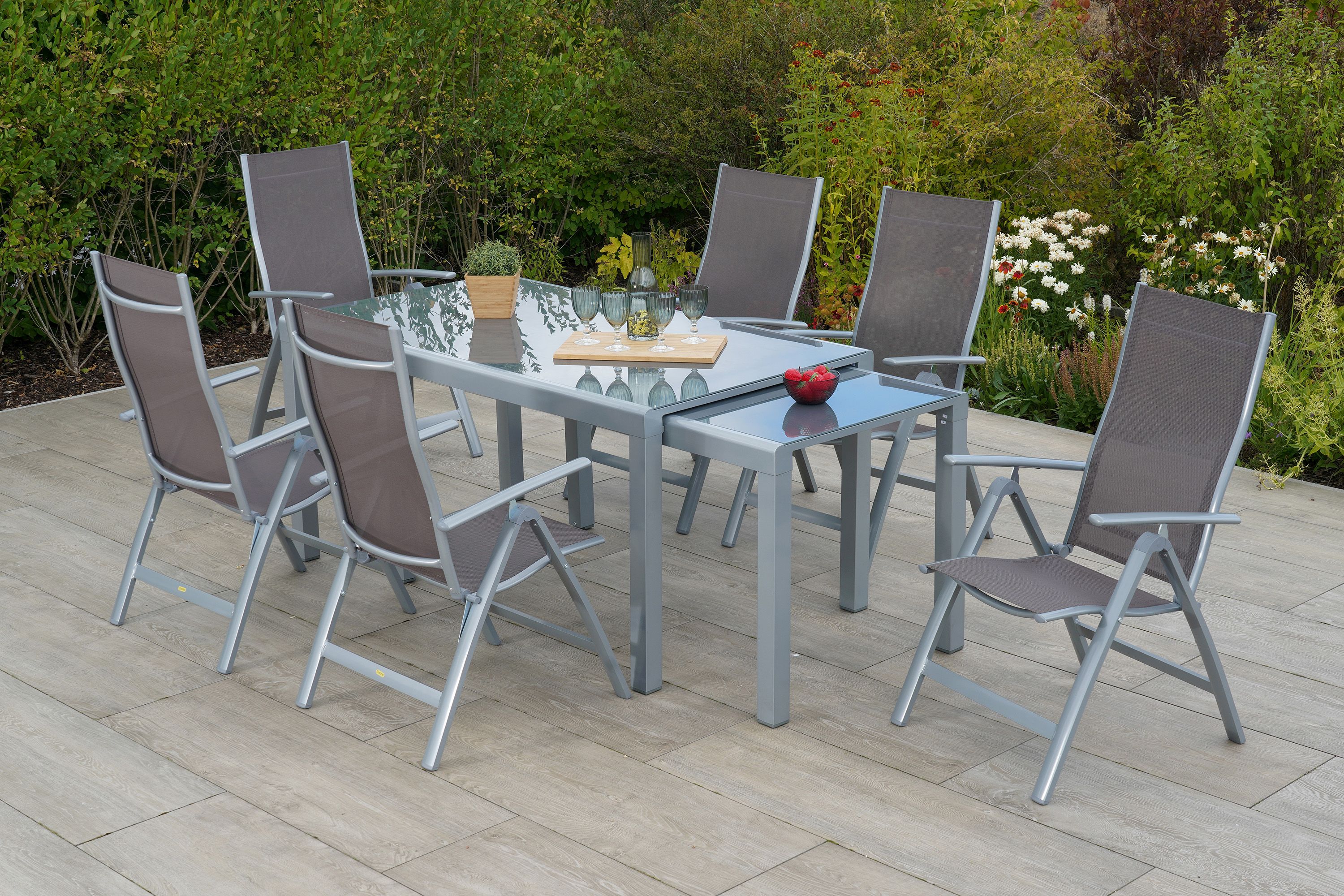 Merxx Carrara Set 7tlg. Tisch 190 x 100 cm Halbrundprofil