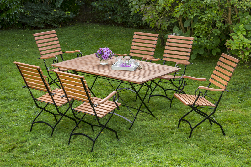 Merxx Schlossgarten Set 7tlg. Klappausziehtisch 100/150 x 90 cm