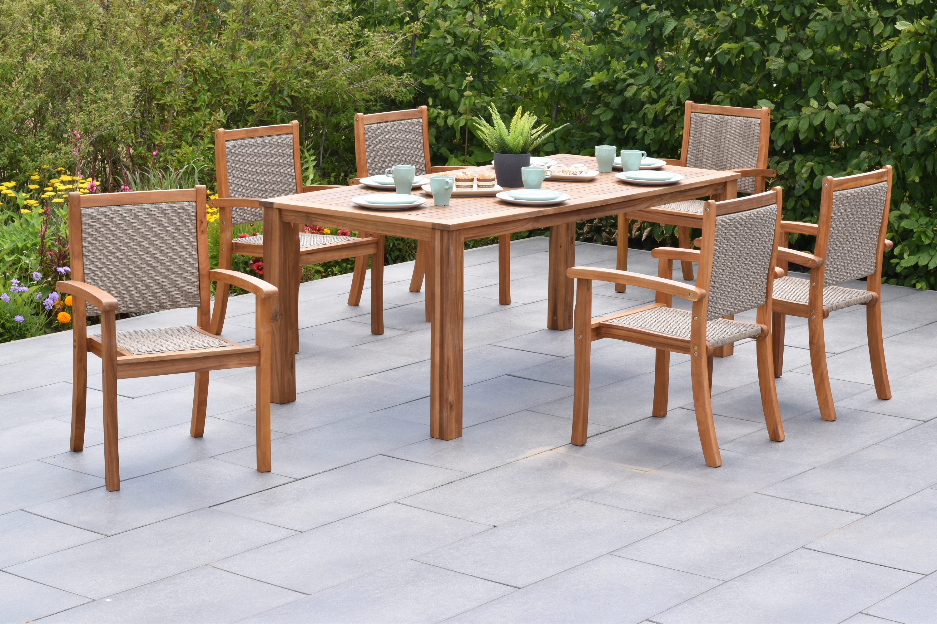 Merxx Castilla Set 7tlg. mit Tisch 185 x 90 cm