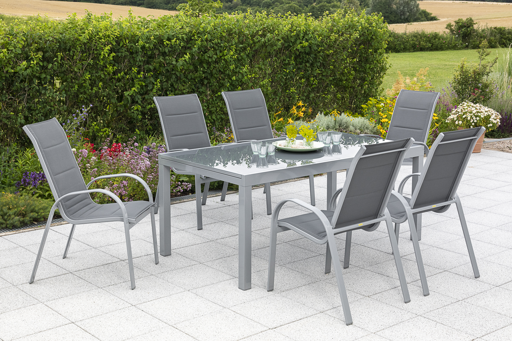 Merxx Amalfi Set 7tlg. Semi-Ausziehtisch 180/250 x 99 cm