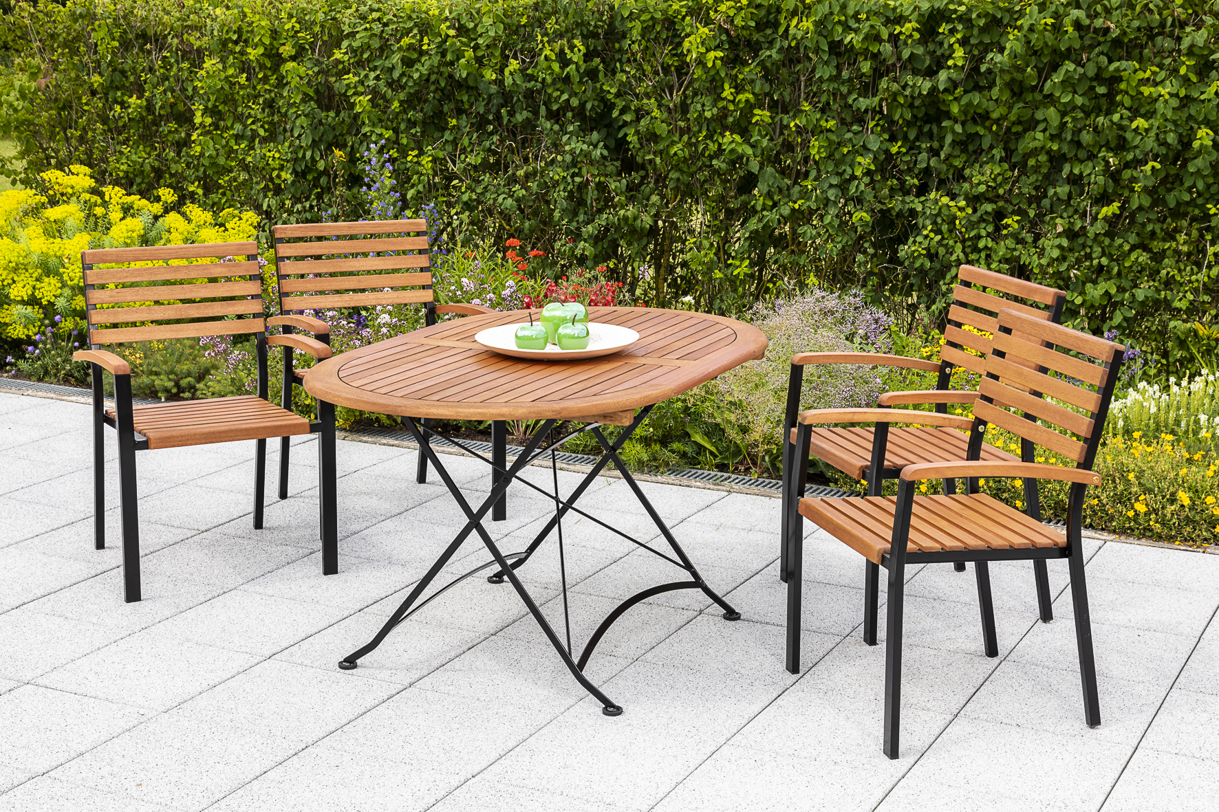 Merxx Schlossgarten Set 5lg. Klapptisch oval 140 x 90 cm