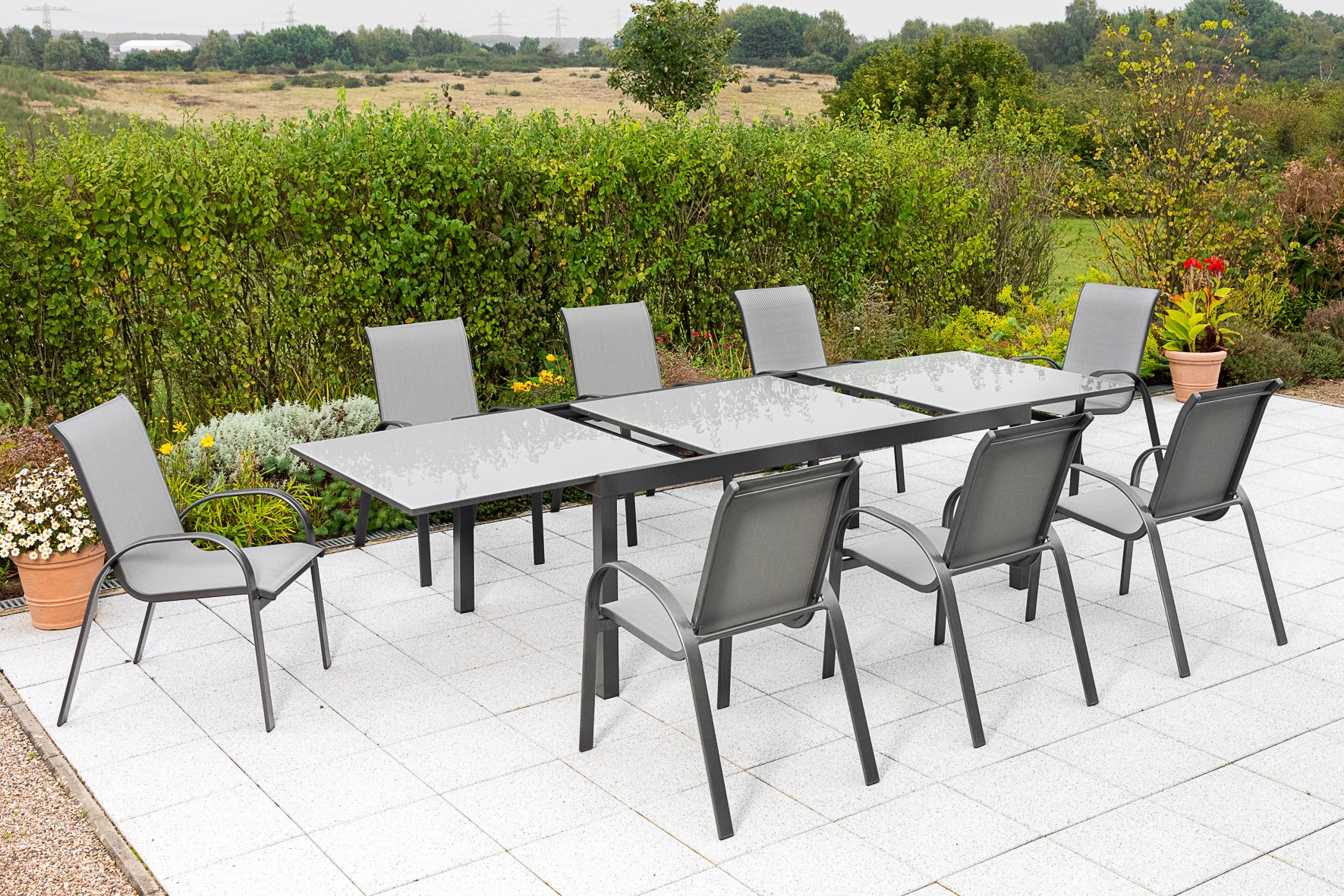 Merxx Amalfi Set 9tlg. Semi-Ausziehtisch 200/300 x 110 cm