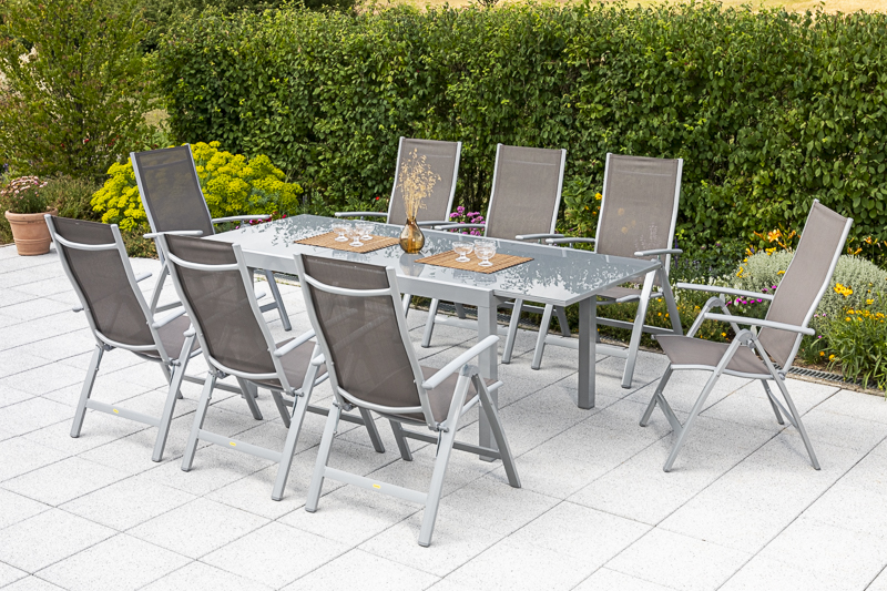 Merxx Carrara Set 9tlg. Semi-Ausziehtisch 150/220 x 90cm