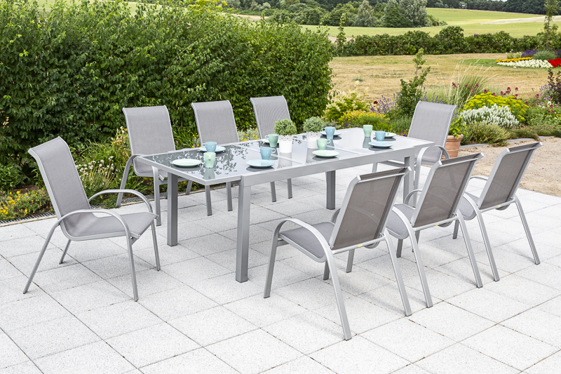 Merxx Amalfi Set 9tlg. Ausziehtisch 180/240 x 100 cm