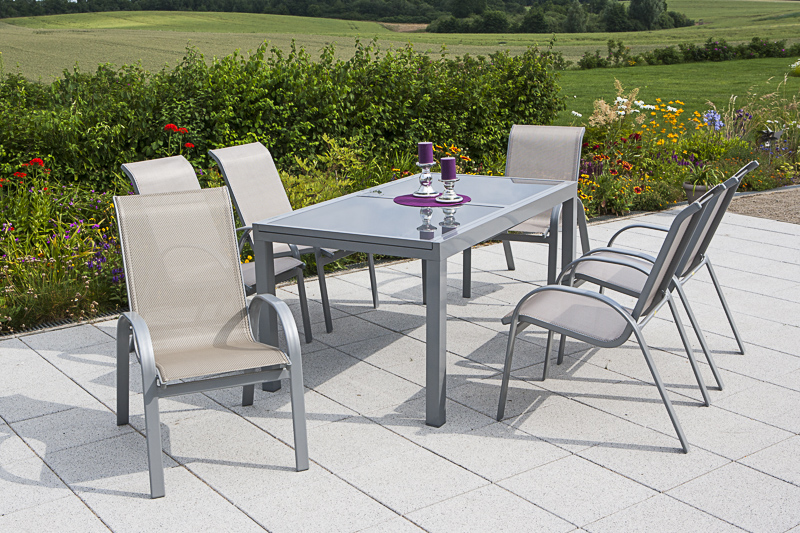 Merxx Amalfi Set 7tlg. Ausziehtisch 160/220 x 90 cm