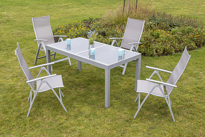 Merxx Carrara Set 5tlg. Ausziehtisch 160/220 x 90 cm