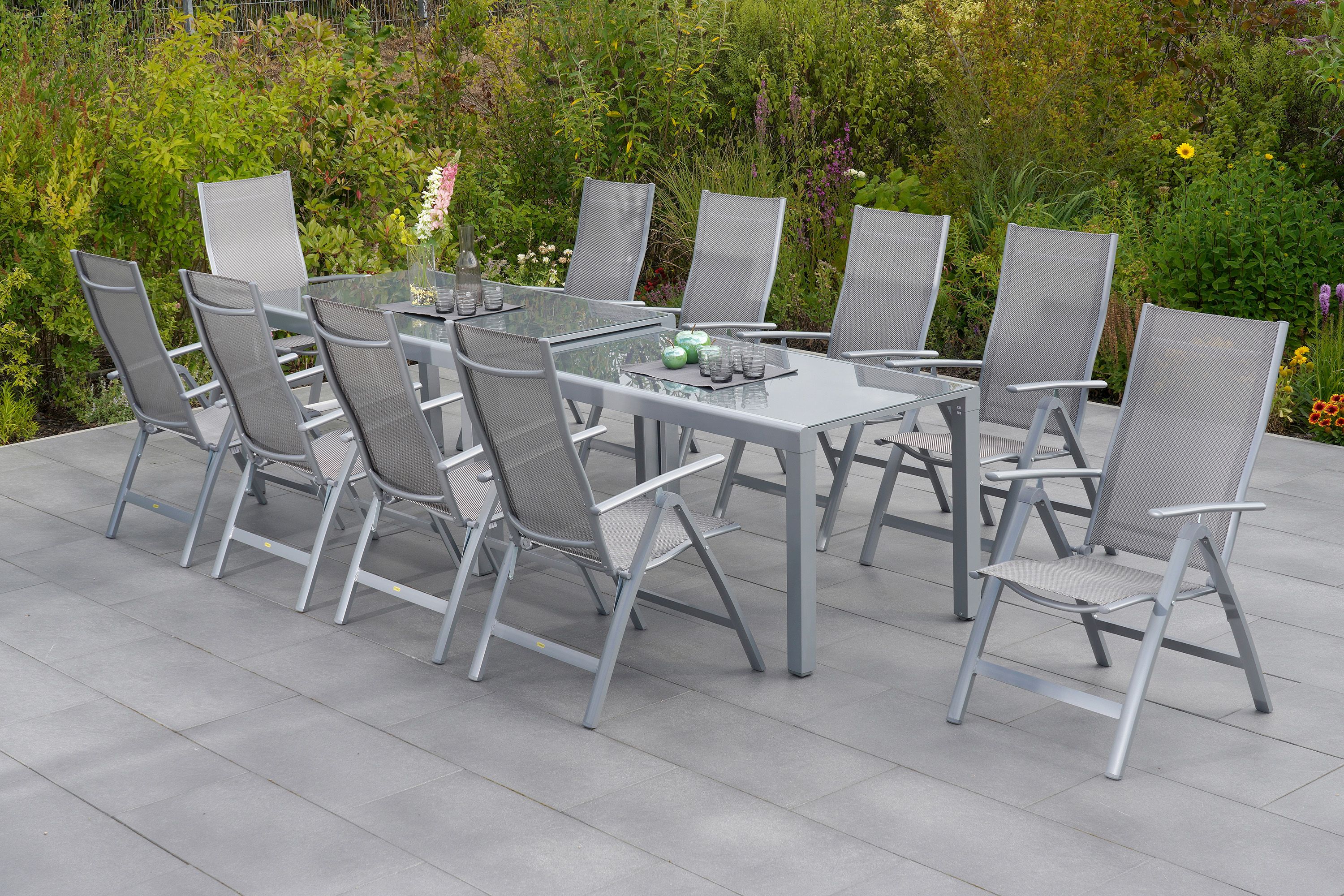 Merxx Carrara Set 11tlg. Flex-Ausziehtisch 160/320 x 78 cm