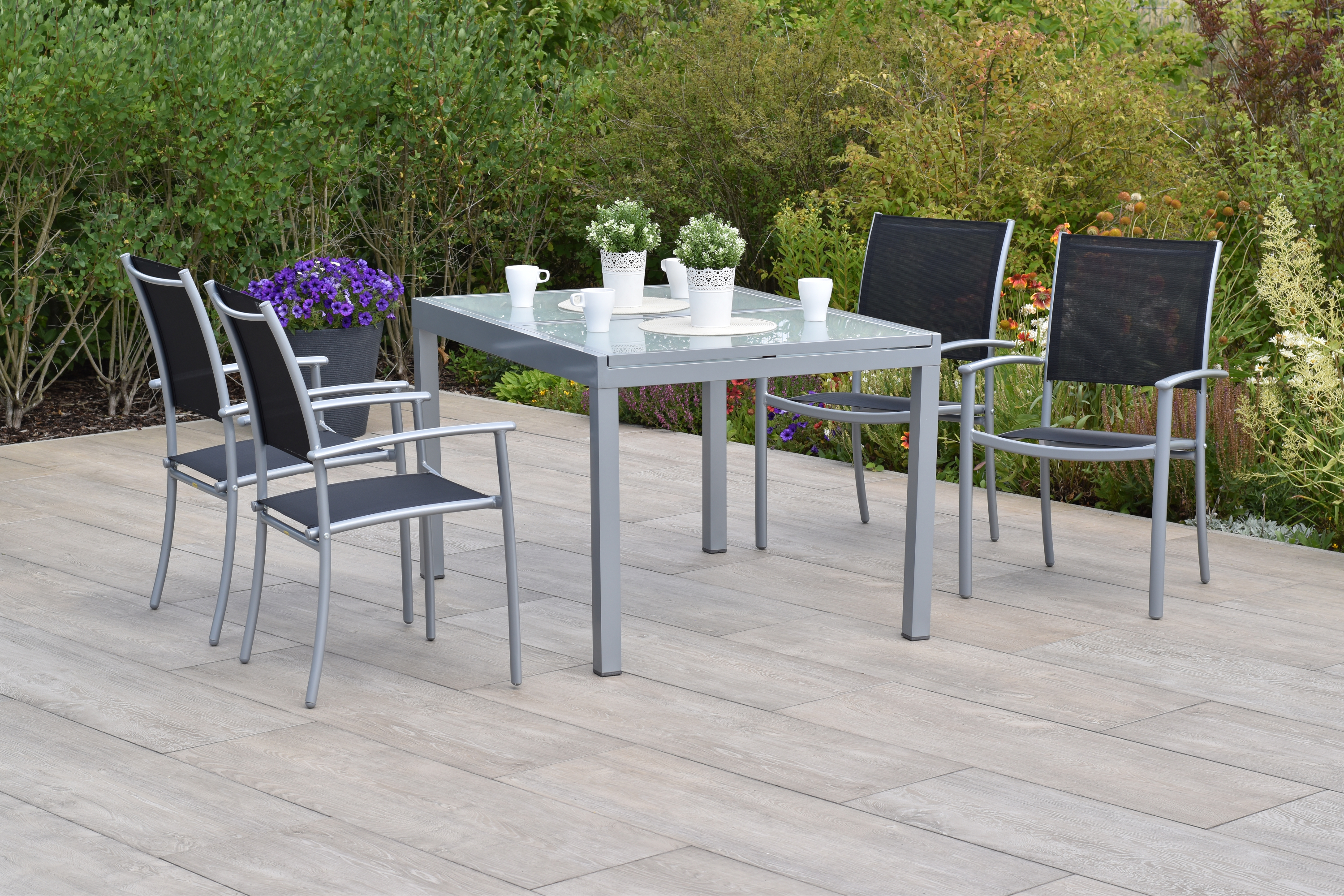 Merxx Milano Set 5tlg. mit Ausziehtisch 120/180 x 90 cm