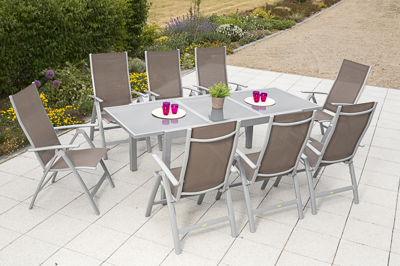 Merxx Carrara Set 9tlg. Ausziehtisch 160/220 x 90 cm