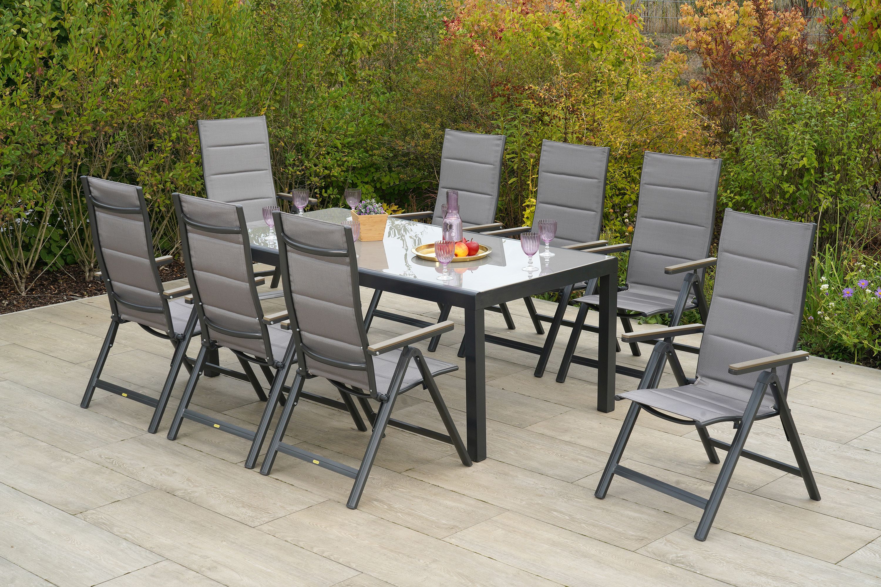 Merxx Trivero Set 9tlg. Tisch 190 x 100 cm Halbrundprofil