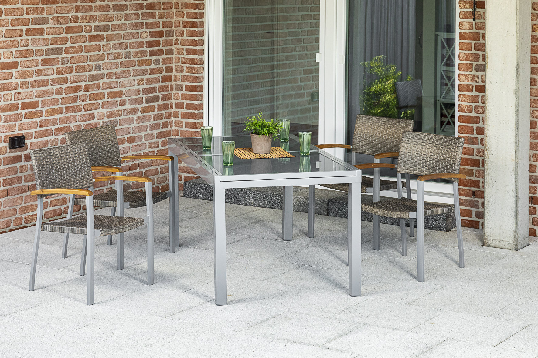 Merxx Silano Set 5tlg. Ausziehtisch 140/200 x 90 cm