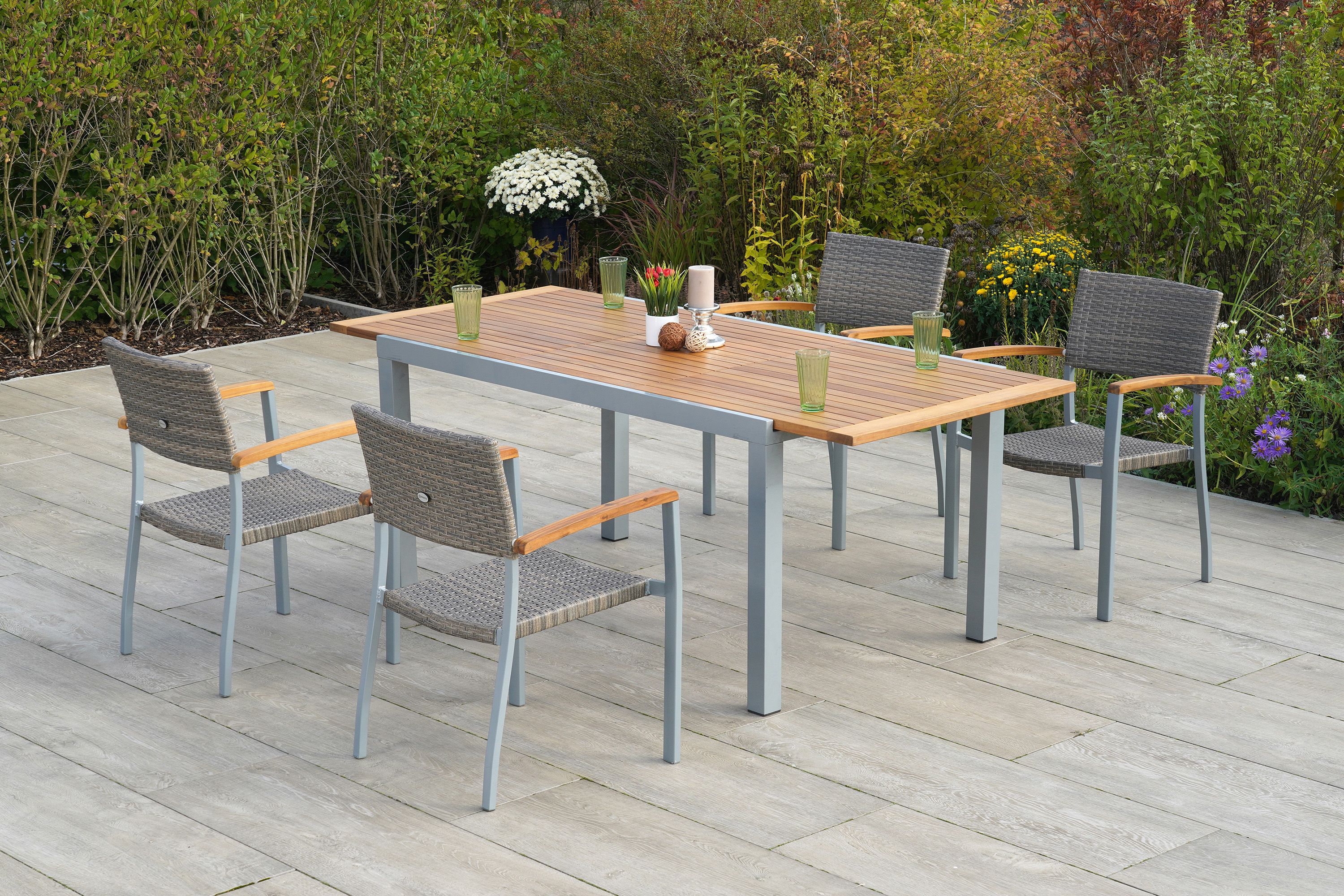 Merxx Silano Set 5tlg. Ausziehtisch 150/200 x 90 cm