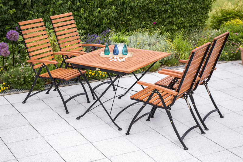 Merxx Schlossgarten Set 5tlg. Klappausziehtisch 100/150 x 90 cm