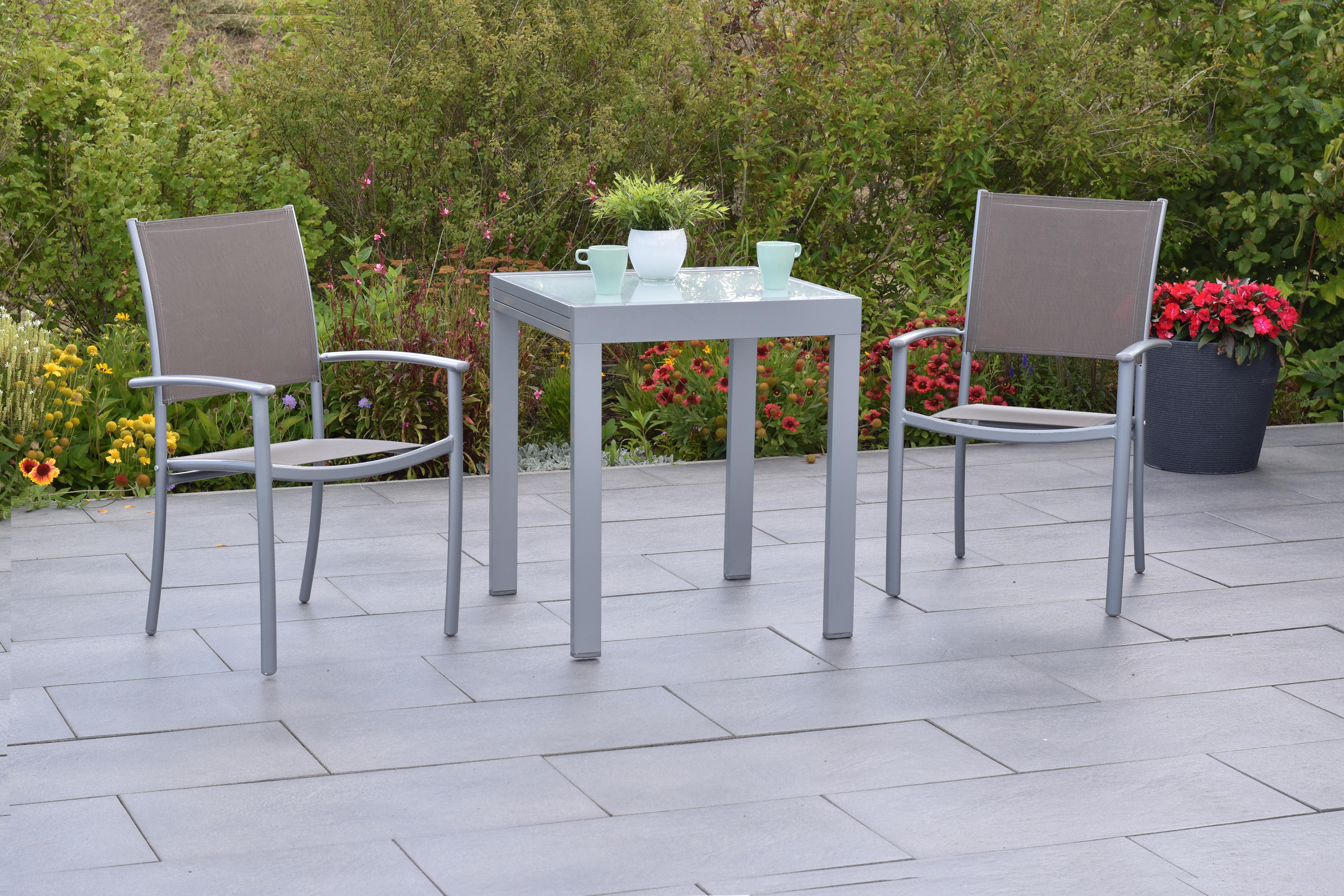 Merxx Milano Set 3tlg. Mit Balkon-Ausziehtisch 65/130 x 65 cm