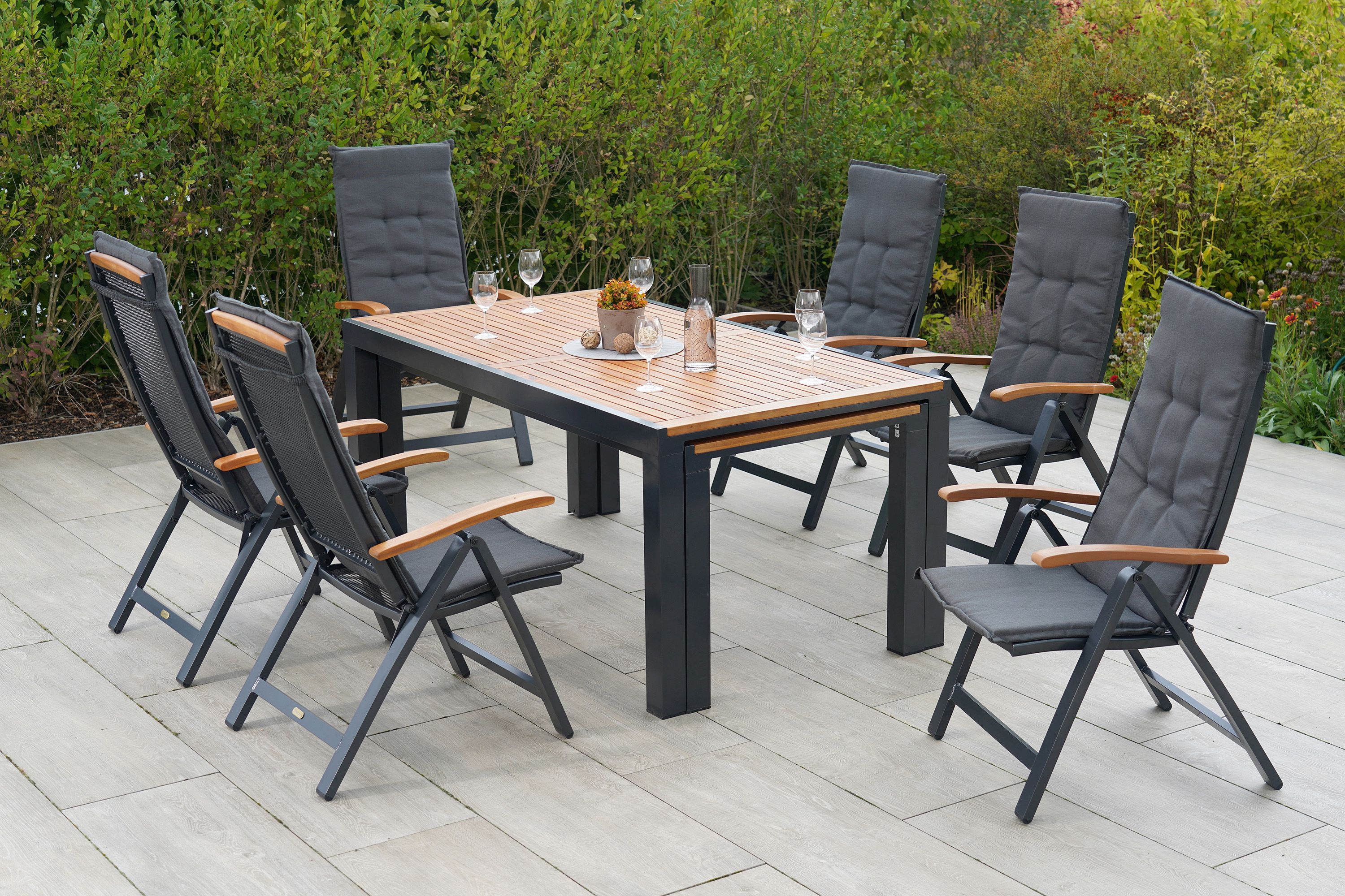 Merxx Tilos Set 17tlg. Flex-Ausziehtisch 180/300 x 100 cm