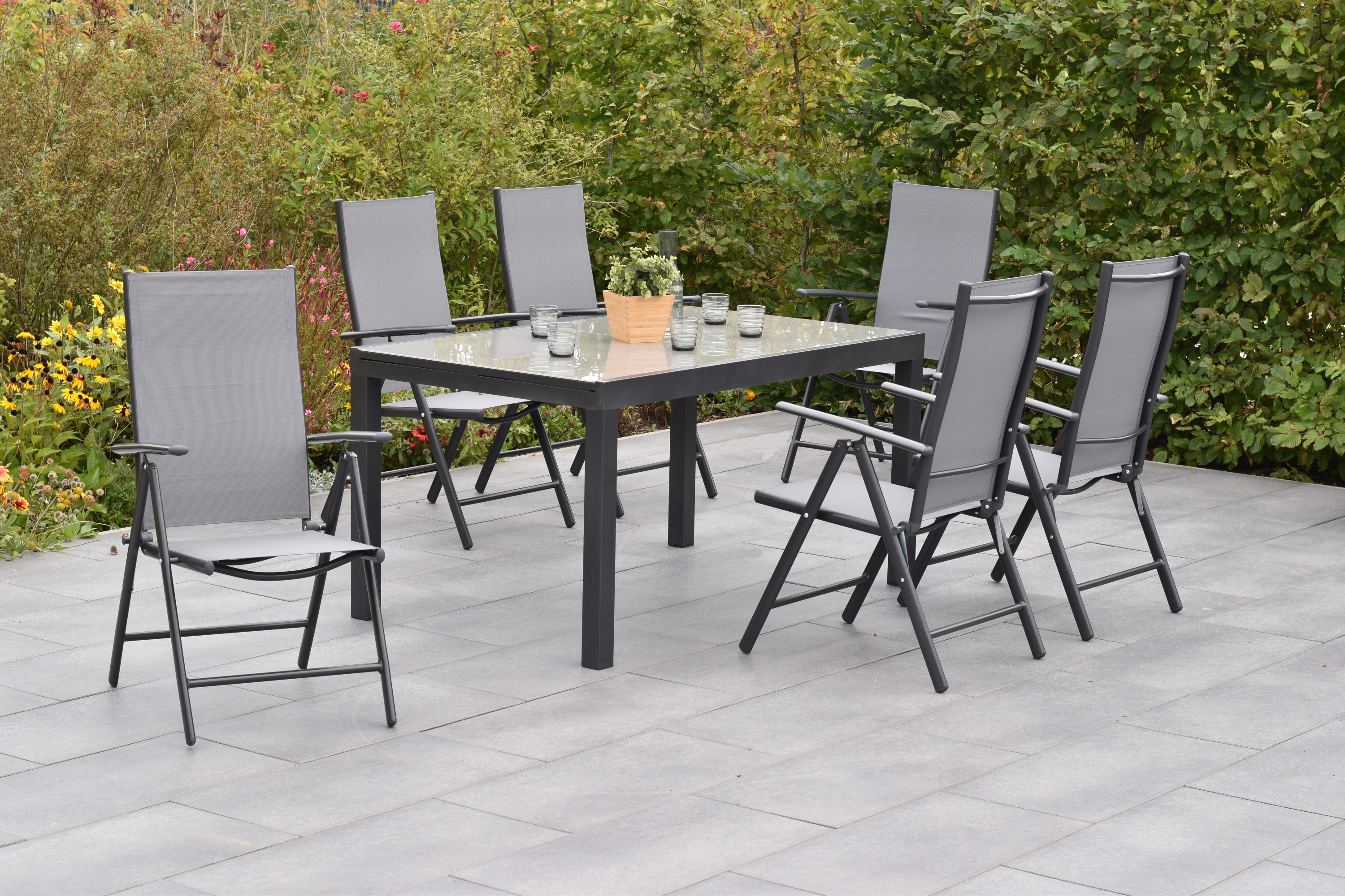 Merxx Amalfi Set 7tlg. mit Semi-Ausziehtisch 200/300 x 110 cm