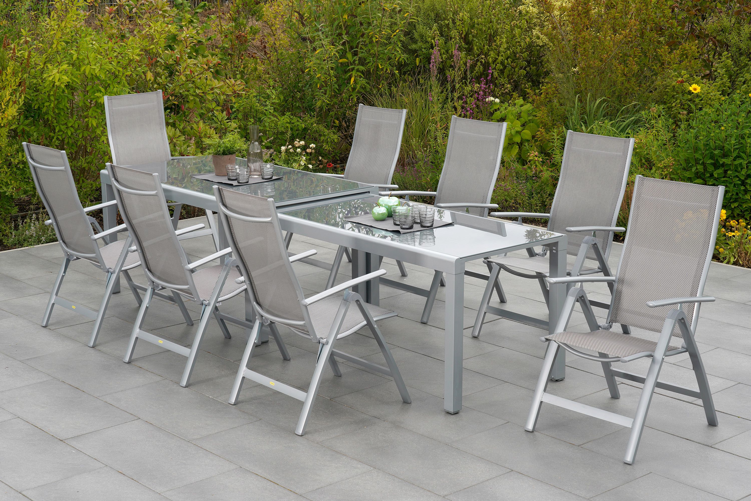 Merxx Carrara Set 9tlg. Flex-Ausziehtisch 160/320 x 90 cm