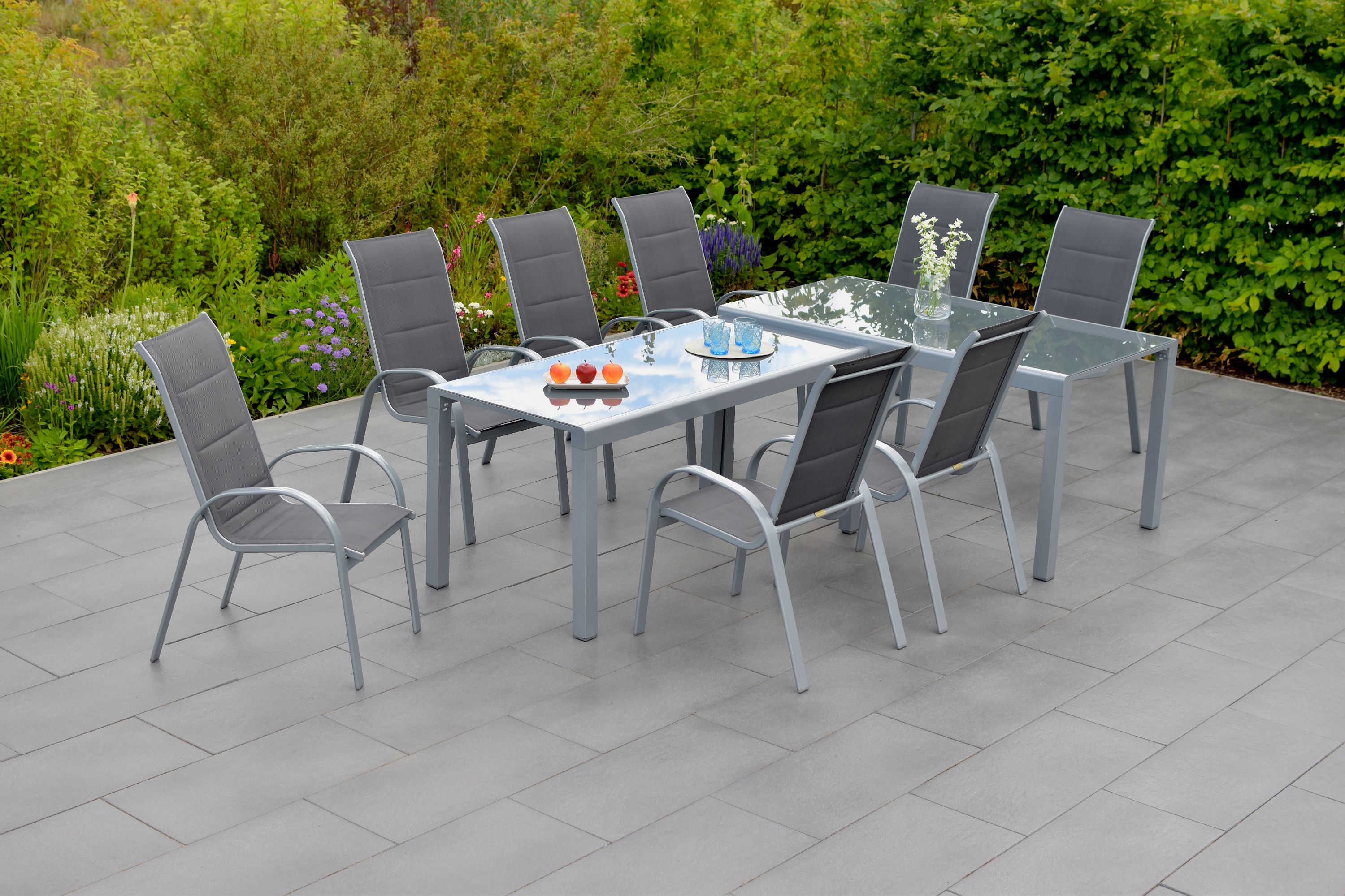 Merxx Amalfi di Lusso Set 9tlg. Flex-Ausziehtisch 160/320 x 78 cm