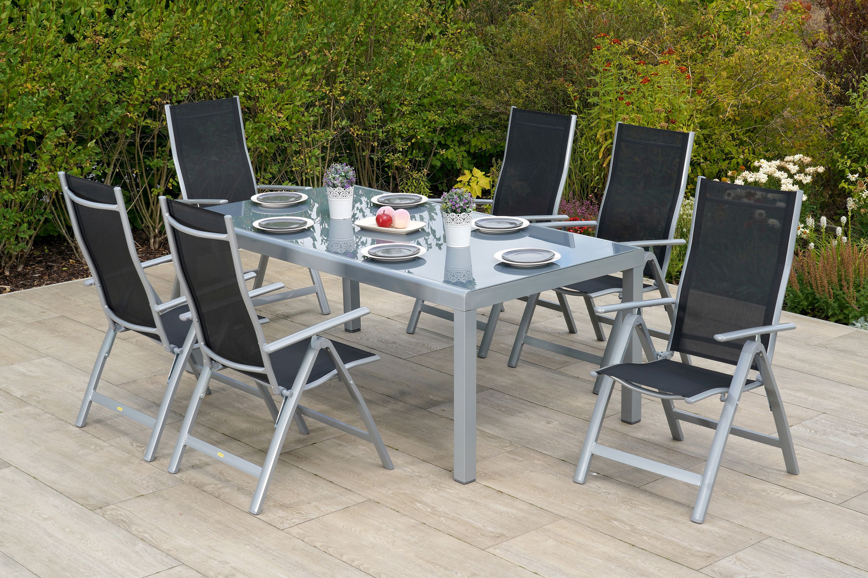 Merxx Carrara Set 7tlg. Tisch 190 x 100 cm Halbrundprofil