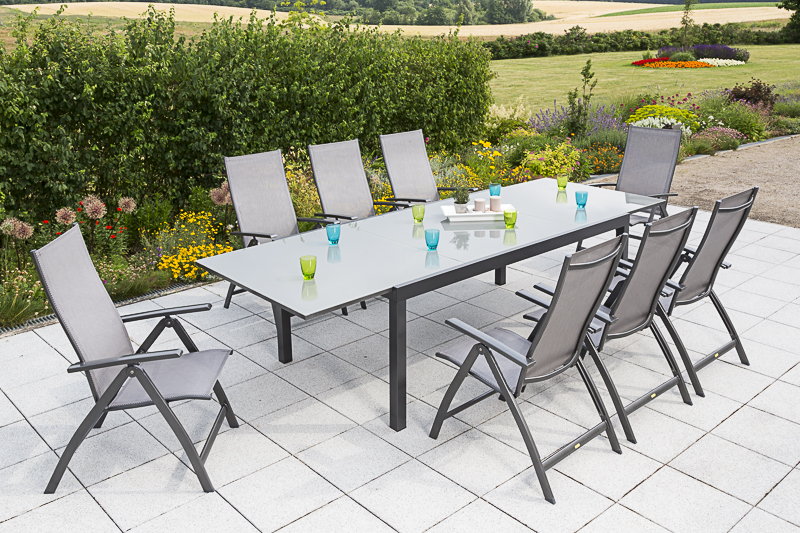 Merxx Vicenza Set 9tlg. Semi-Ausziehtisch 200/300 x 110 cm