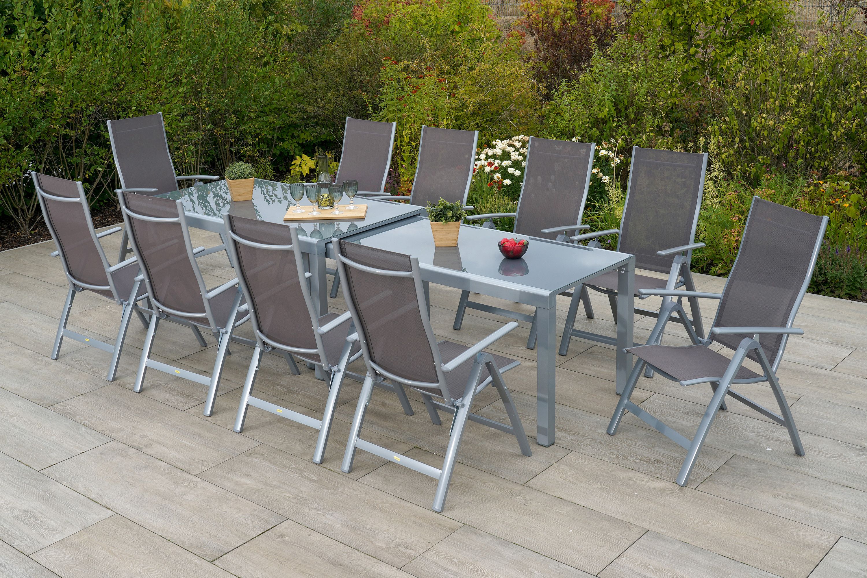 Merxx Carrara Set 11tlg. Flex-Ausziehtisch 160/320 x 78 cm