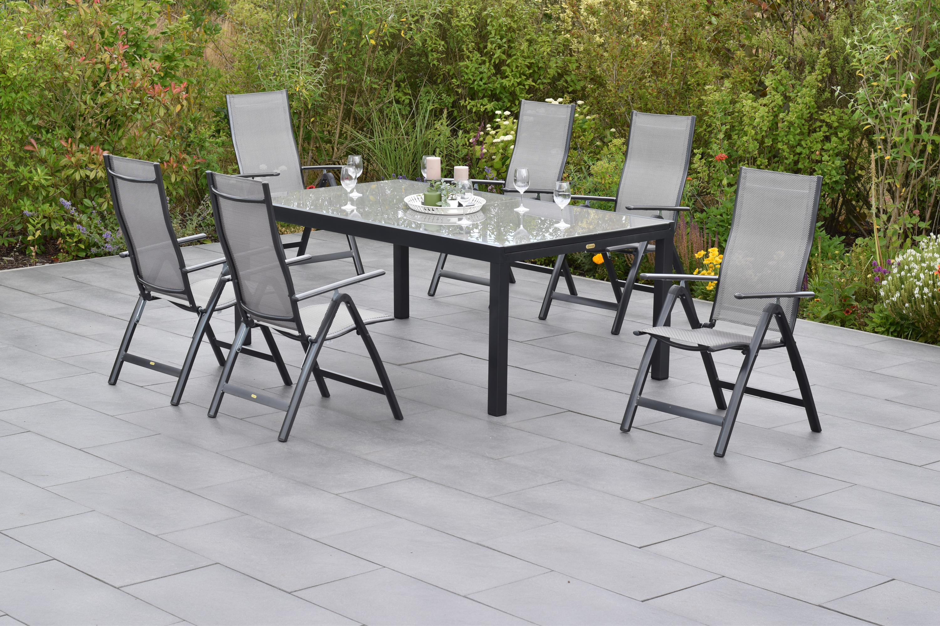 Merxx Carrara Set 7tlg. mit Semi-Ausziehtisch 200/300 x 110 cm