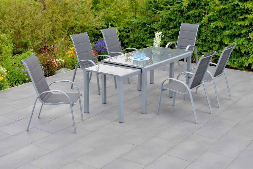 Merxx Amalfi di Lusso Set 7tlg. Flex-Ausziehtisch 160/320 x 78 cm