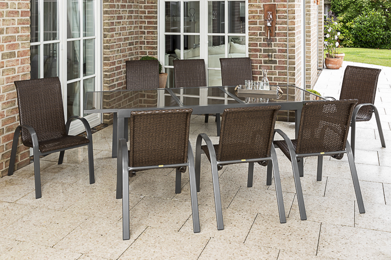 Merxx Varese Set 9tlg. Ausziehtisch 180/240 x 100 cm