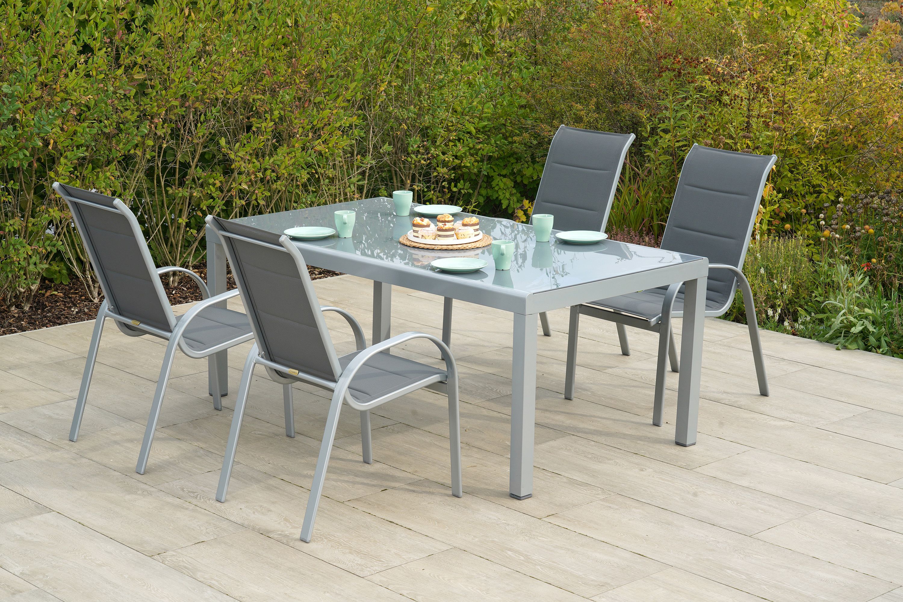 Merxx Amalfi Set 5tlg. Tisch 190 x 100 cm Halbrundprofil